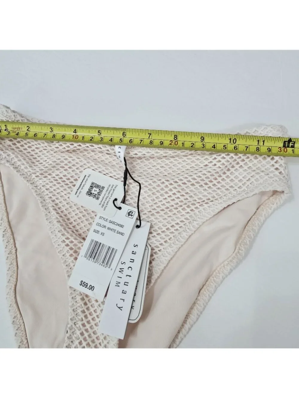 NEW‎ Sanctuary - XS Women's Mesh High-Waist Bikini Bottoms Cream